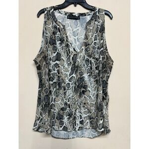 Fashion to Figure Snake Print Sleeveless Blouse Womens 1X V Neck Flowy Everyday